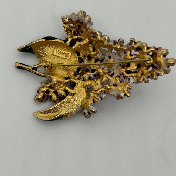 Vintage Museum Of Fine Arts Lilac Brooch Enamel Flower Gold-tone MFA - Picture 8 of 16